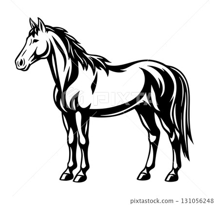 Realistic cartoon style horse vector illustration 131056248