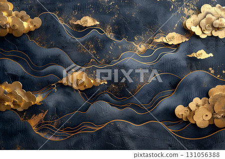 Black and gold decorative background expressing Japanese beauty 131056388