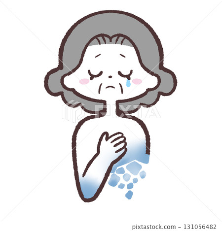 Illustration of a sad and fragile senior woman 131056482
