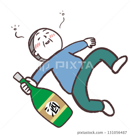 一位老人喝酒躺下的例子 131056487