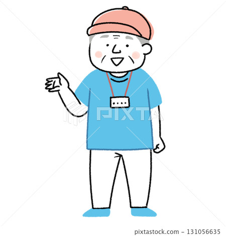 Illustration of elderly volunteer staff 131056635