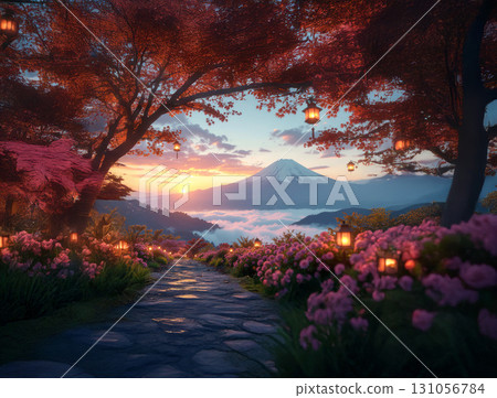 Sunset view of Mt. Fuji 131056784