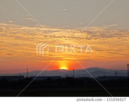 Bright red morning sun 131056827