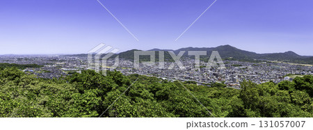 Dazaifu City, Fukuoka City, and Onojo City as seen from Tenpaiyama Observatory in Chikushino City, Fukuoka Prefecture 131057007