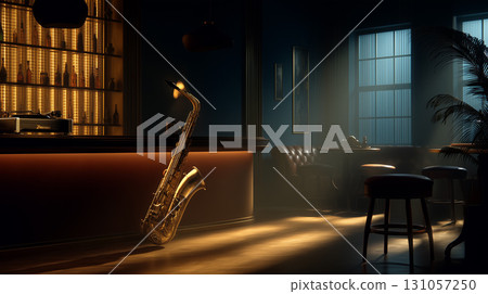 A tranquil scene from a jazz bar at night, with saxophone and whiskey A tranquil scene from a jazz bar at night, with saxophone and whiskey 131057250