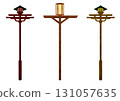 Wooden street lamp set 131057635