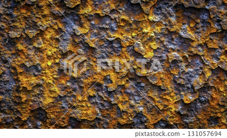 Rusty metal surface with vibrant orange and red textures in close-up view Rusty metal surface with vibrant orange and red textures in close-up view 131057694