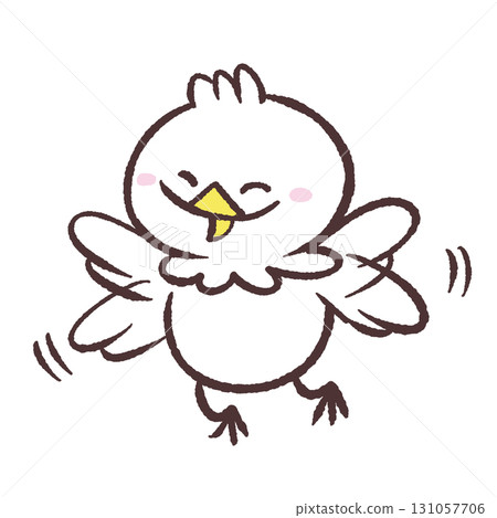 一隻白鳥拍打翅膀的插圖 131057706