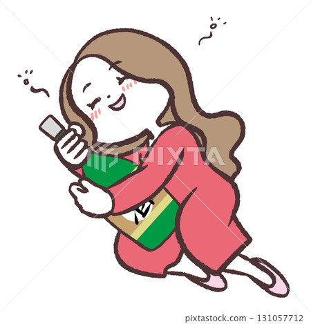 一名女子抱著酒瓶的插圖 一名女子抱著酒瓶的插圖 131057712