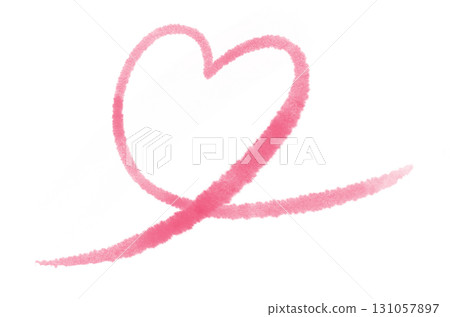 Illustration material of a line drawing of a heart with a watercolor touch 131057897