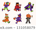 Halloween costume party cartoons 131058079