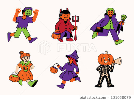 Halloween costume party cartoons 131058079