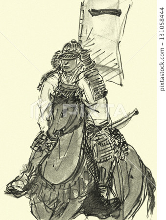 騎馬的戰士 [帶有棕褐色背景] 131058444