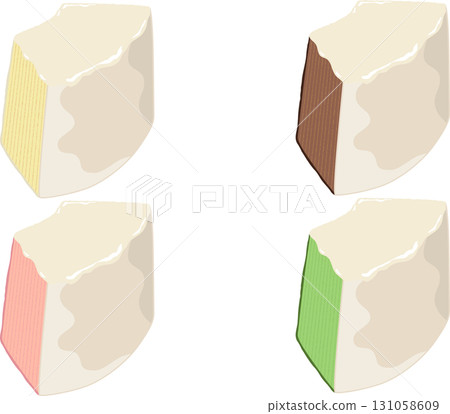 Cut baumkuchen covered in white chocolate Cut baumkuchen covered in white chocolate 131058609