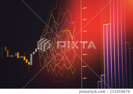 Colorful financial data visualization with graphs 131058678