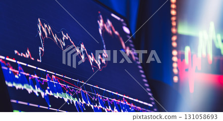 Financial trading screens with stock indicators Financial trading screens with stock indicators 131058693