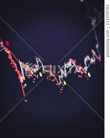 Falling stock market chart with red trend Falling stock market chart with red trend 131058703
