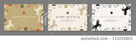 2026 Year of the Horse New Year's Card Templates (Set of 3) Horse and Motif Illustrations 2026 Year of the Horse New Year's Card Templates (Set of 3) Horse and Motif Illustrations 131058801