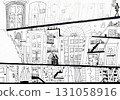 hand-drawn sketch of various doors and stairs 131058916