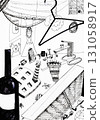 hand-drawn abstract sketch about household clutter 131058917
