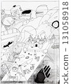 hand-drawn sketch of abstract objects, knights 131058918