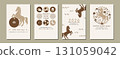 2026 Year of the Horse New Year's Card Template Set of 4 - Horse and Motif Illustrations 131059042