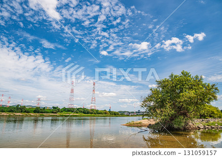 Yodo River riverside scenery, Hirakata City, Osaka Prefecture 131059157