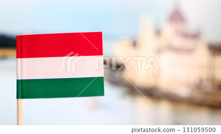 Hungary flag selective focus with copy space Hungary flag selective focus with copy space 131059500