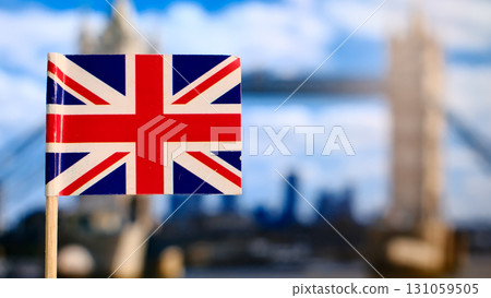 Great Britain flag selective focus with copy space 131059505