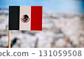 Mexican flag selective focus with copy space 131059508