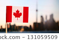 Canada flag selective focus with copy space 131059509
