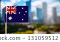 Australia flag selective focus with copy space 131059512