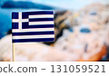 Greece flag selective focus with copy space 131059521