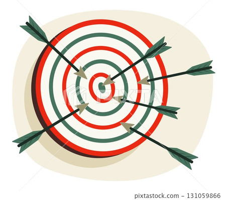 Darts Stuck on the Dartboard for Goal Plan and Targeting Concept Illustration Clip Art 131059866
