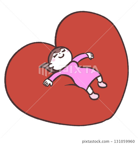 Illustration of a woman wrapped in hearts Illustration of a woman wrapped in hearts 131059960