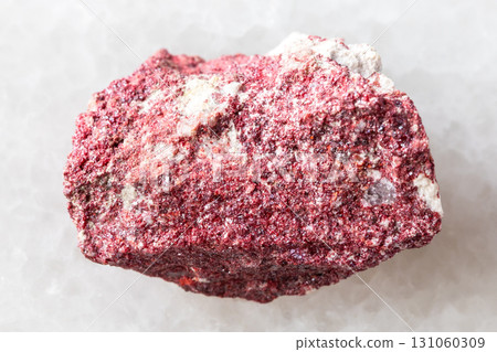 sample of raw cinnabar mineral on white marble sample of raw cinnabar mineral on white marble 131060309