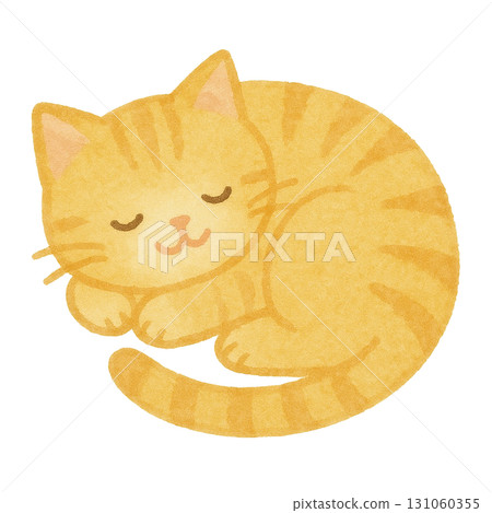 小貓蜷縮著睡覺的插圖 小貓蜷縮著睡覺的插圖 131060355