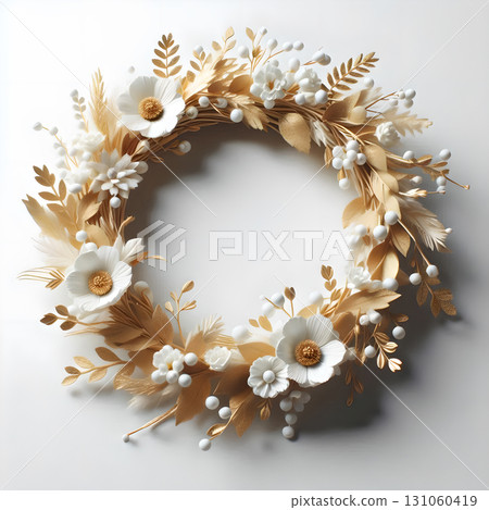 Golden Japanese and white romantic flower garden, Lover's Day, Mother's Day, Women's Day, Birthday, Anniversary, Wedding, Romantic Romantic Window, Wide Wide Announcement, Material Plate 131060419