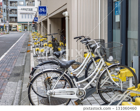 Unmanned paid bicycle parking lot installed in a commercial facility Unmanned paid bicycle parking lot installed in a commercial facility 131060460