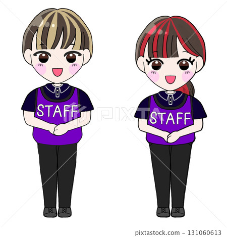 Male and female event staff with meshed hair (flashy hair OK, hair color is free) 131060613