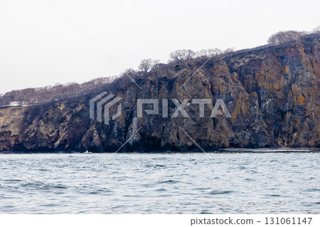 cliff on shore of Avacha bay in Pacific ocean 131061147