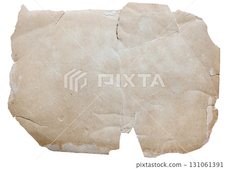 torn sheet of ancient paper isolated on white torn sheet of ancient paper isolated on white 131061391