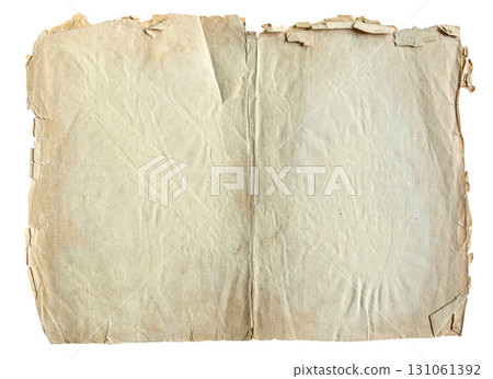 spread of ancient paper with torn edges isolated spread of ancient paper with torn edges isolated 131061392
