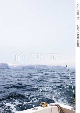 stern of fishing boat in Avacha bay, Pacific Ocean stern of fishing boat in Avacha bay, Pacific Ocean 131061946