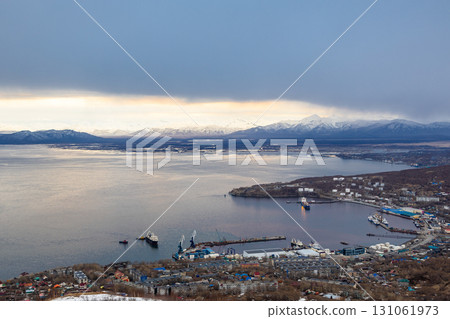 above view of port Petropavlovsk-Kamchatsky city 131061973