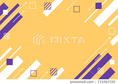 橙色、紫色、黃色流行和簡單的幾何背景插圖。幾何對角線。向量 131062550