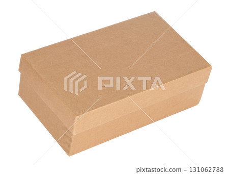 Closed plain cardboard shoe box Closed plain cardboard shoe box 131062788