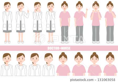 各種姿勢的醫護人員和女醫生 131063058