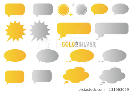 金色和銀色的閃光語音泡沫集 131063059