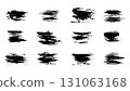 Collection of bold horizontal lines for grunge style design, set of black ink strokes, set of drawn isolated brush strokes, dashes, thin and thick lines, grunge brush texture banners 131063168